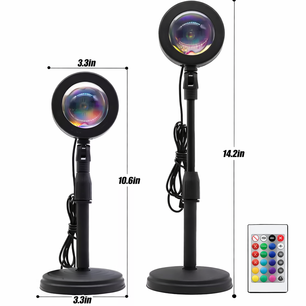 RGB Sunset Projection Lamp with Remote Control – Adjustable Ambient Mood Light for Bedroom & Photography