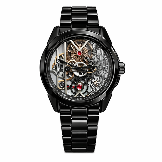 Phantom Gear Skeleton Watch – Black Edition