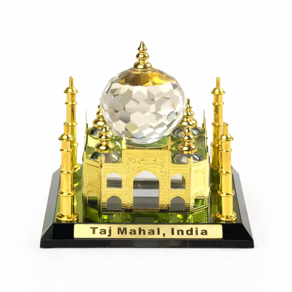 Golden Taj Mahal Crystal Dome Souvenir Model