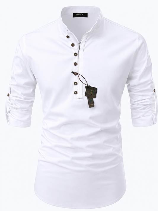 Stylish Men’s Casual Cotton Henley Shirt