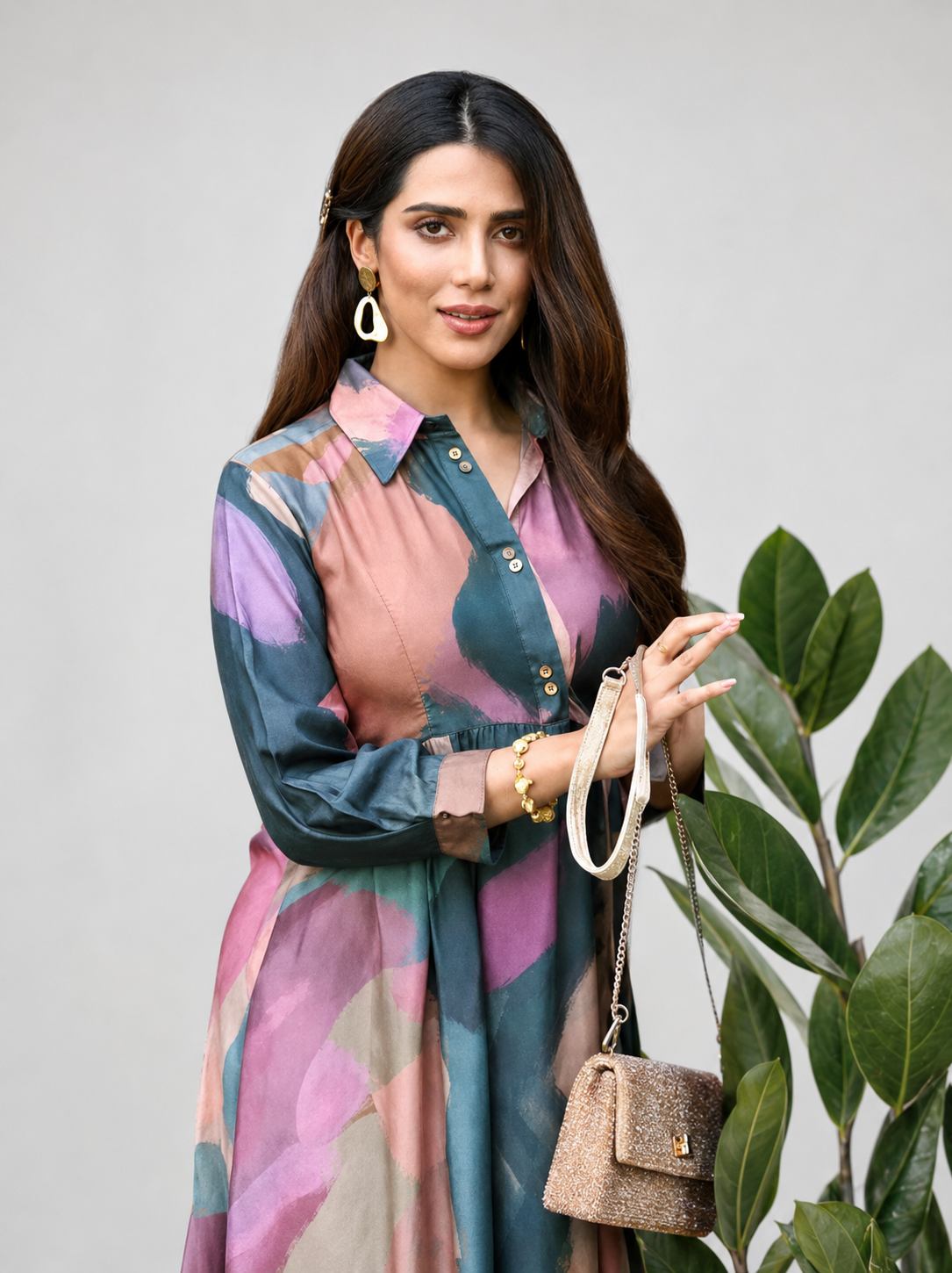 Modern Abstract Print Casual Wear Dress